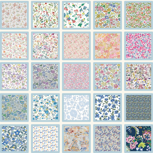 Liberty Tana lawn 50, 2.5" squares small florals cotton fabric Pack 2L