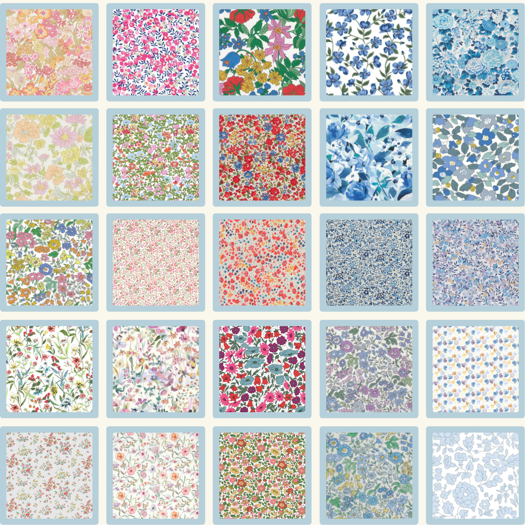 Liberty Tana lawn 50, 2.5" squares small florals cotton fabric Pack 2M