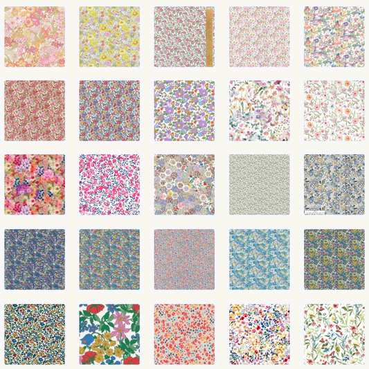 Liberty Tana Lawn 50 2.5" squares cotton fabric suit EPP, patchwork - Pack 2Q