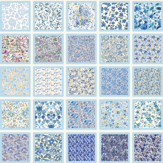 Liberty Tana lawn 50, 2.5" squares small florals cotton fabric Pack A7