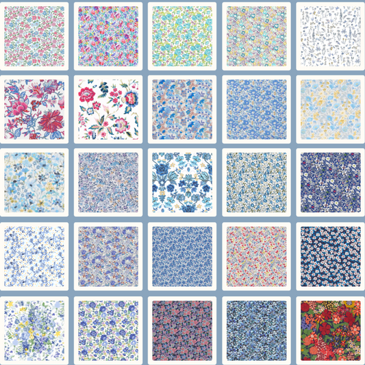 Liberty Tana lawn 50, 2.5" squares small florals cotton fabric Pack 26