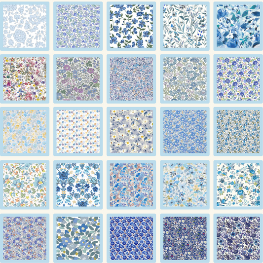 Liberty Tana lawn 50, 2.5" squares small florals cotton fabric Pack A6
