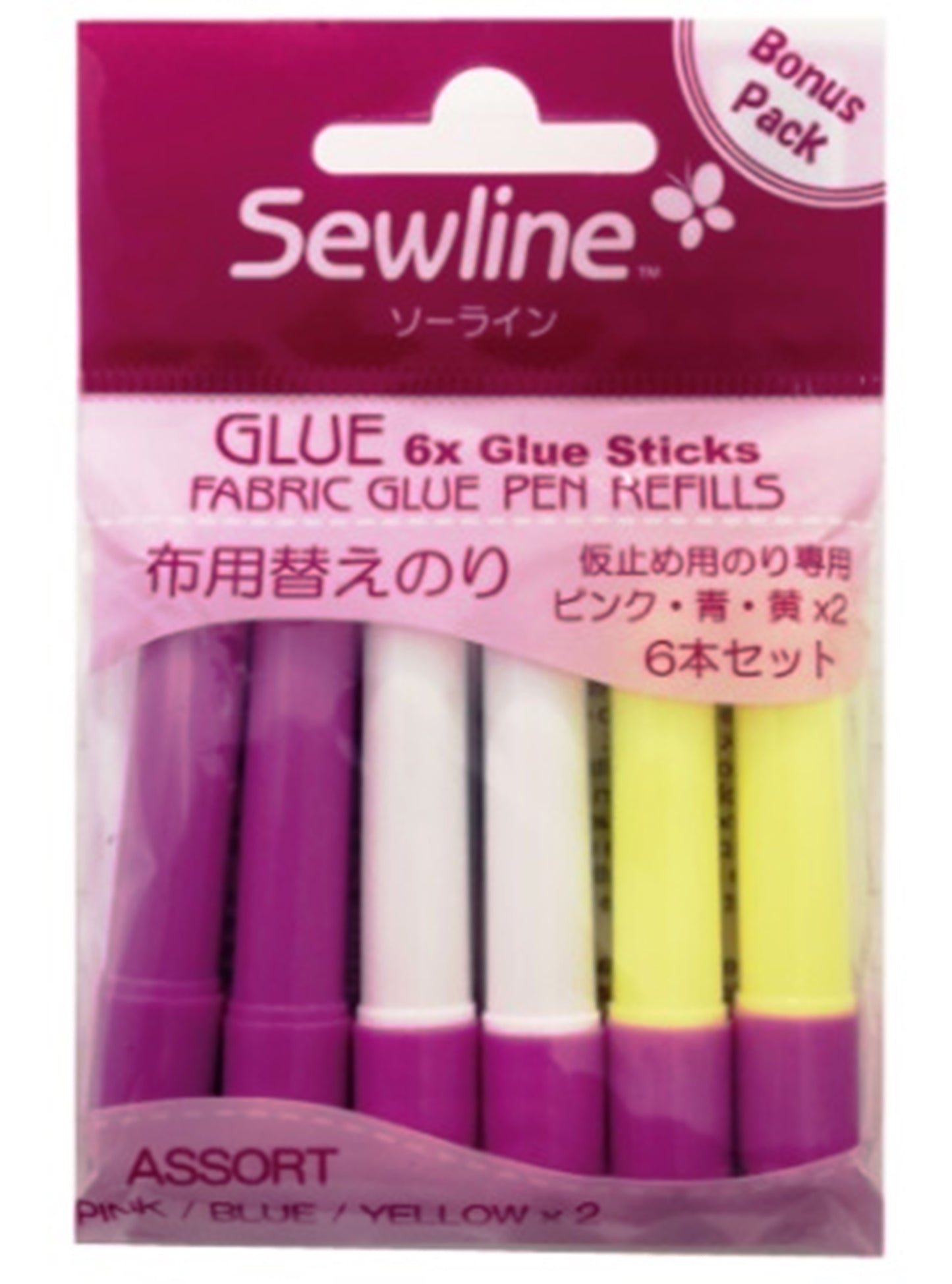 Sewline glue pen refills variety colours 6 pack