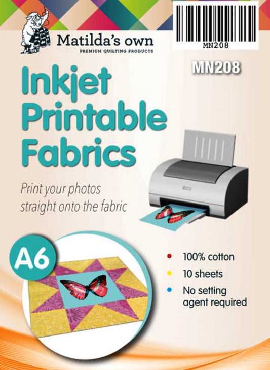 Inkjet printable cotton fabric for photos memory quilts, quilt labels - pack of 10, A6 sheets