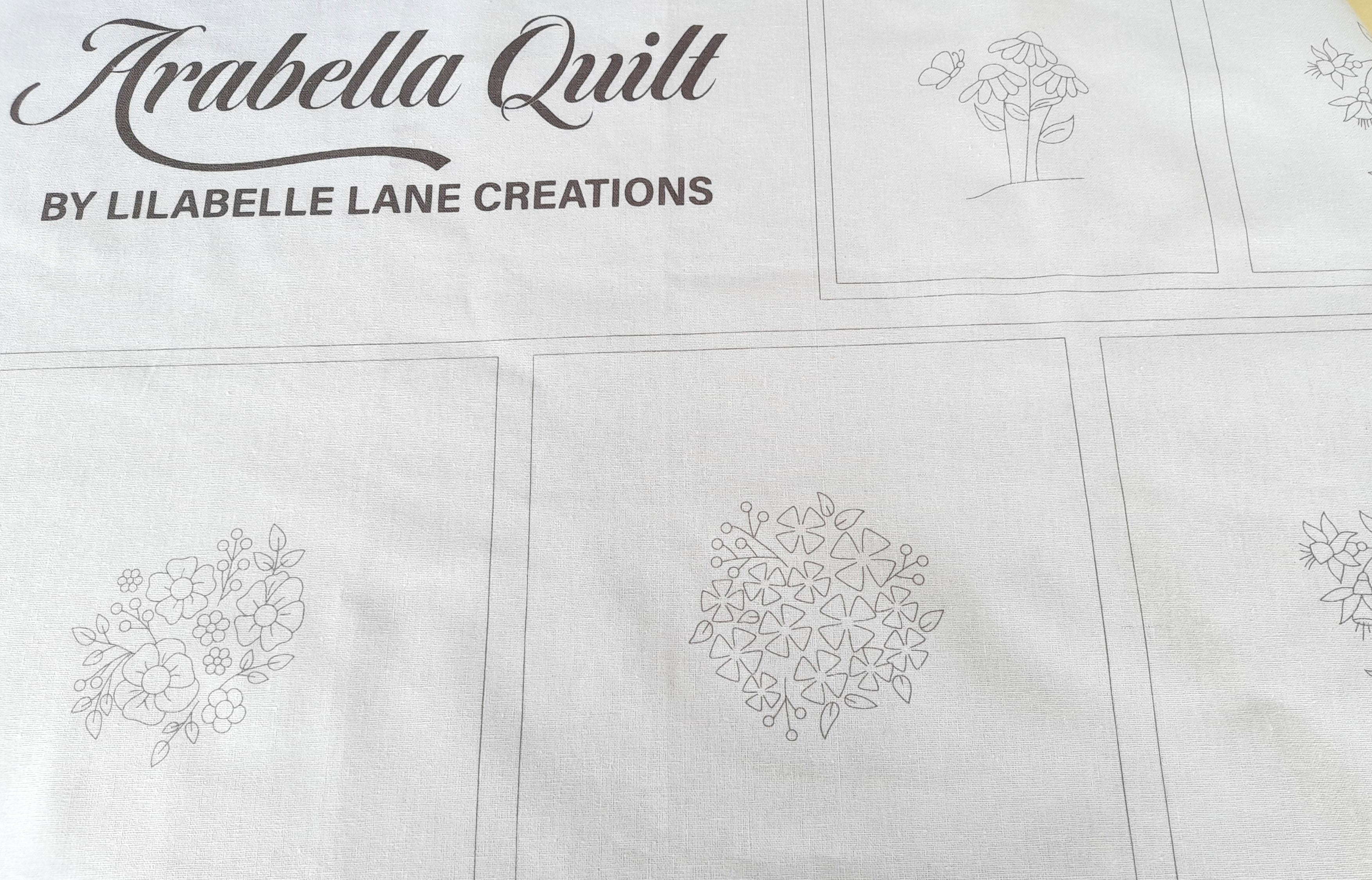 Arabella stitchery panel 13 embroidery designs linen cotton fabric Lil ...