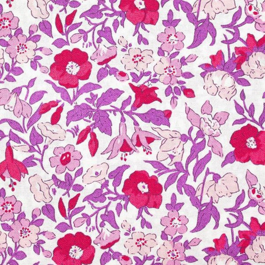 Liberty Botanical Jewel Flower Show Mamie pink purple floral cotton quilt fabric