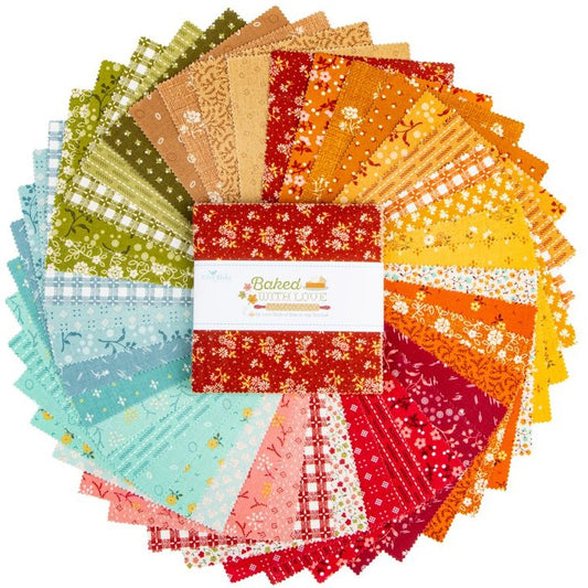 Baked With Love Lori Holt 42, 5 inch squares cotton quilt fabric Riley Blake fabrics