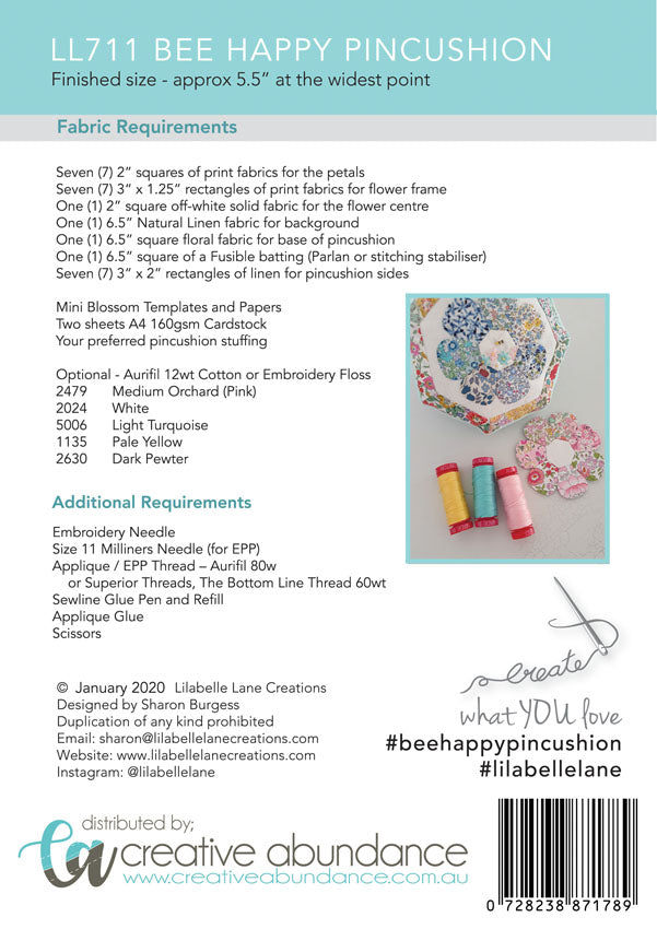 Bee Happy pincushion English Paper Piecing Creative Card Lilabelle Lane pattern