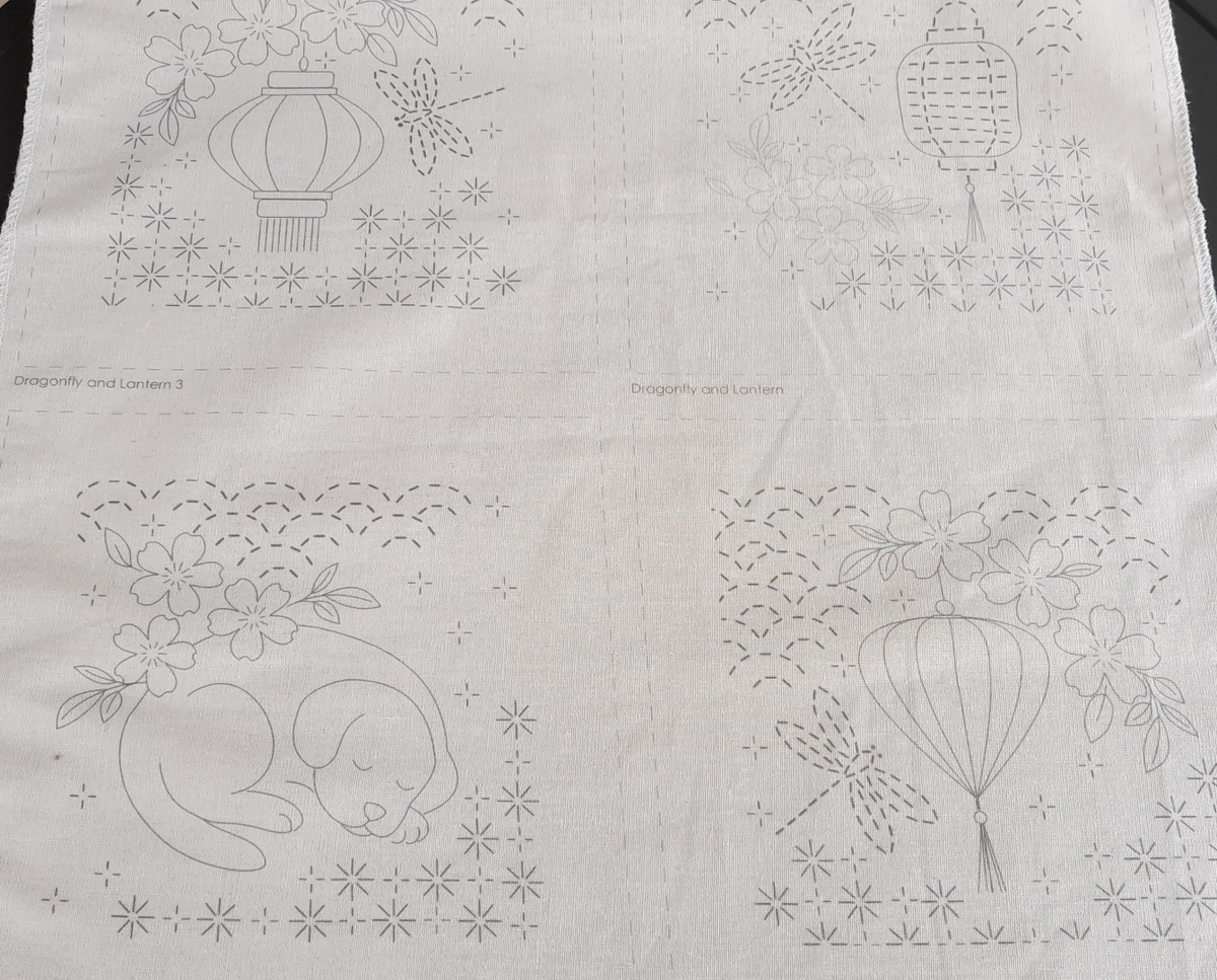 Blossom and Bloom 12 pre-printed embroidery stitchery designs cotton linen fabric panel
