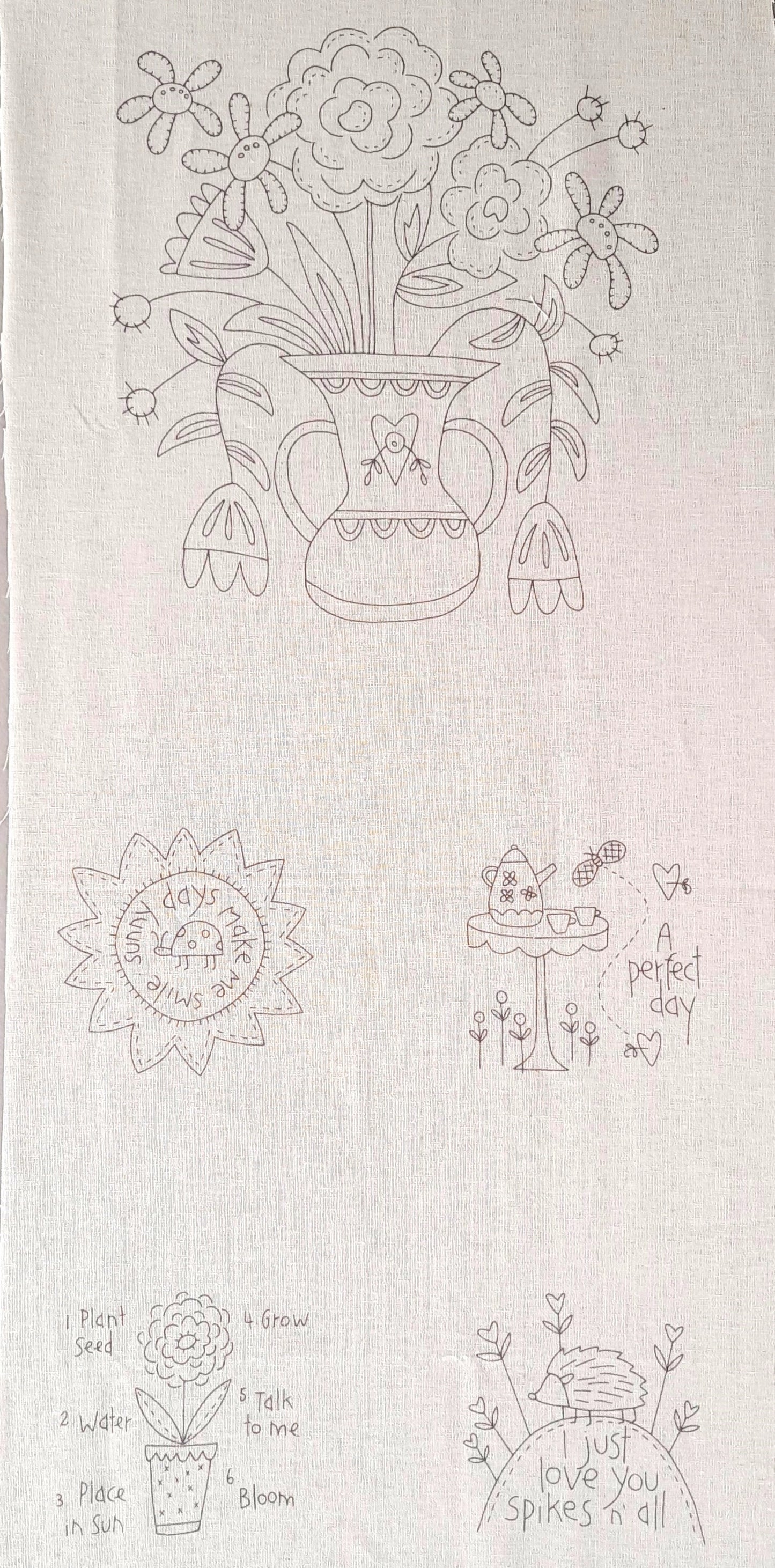 Blume and Grow preprinted stitchery embroidery panel Natalie Bird designs