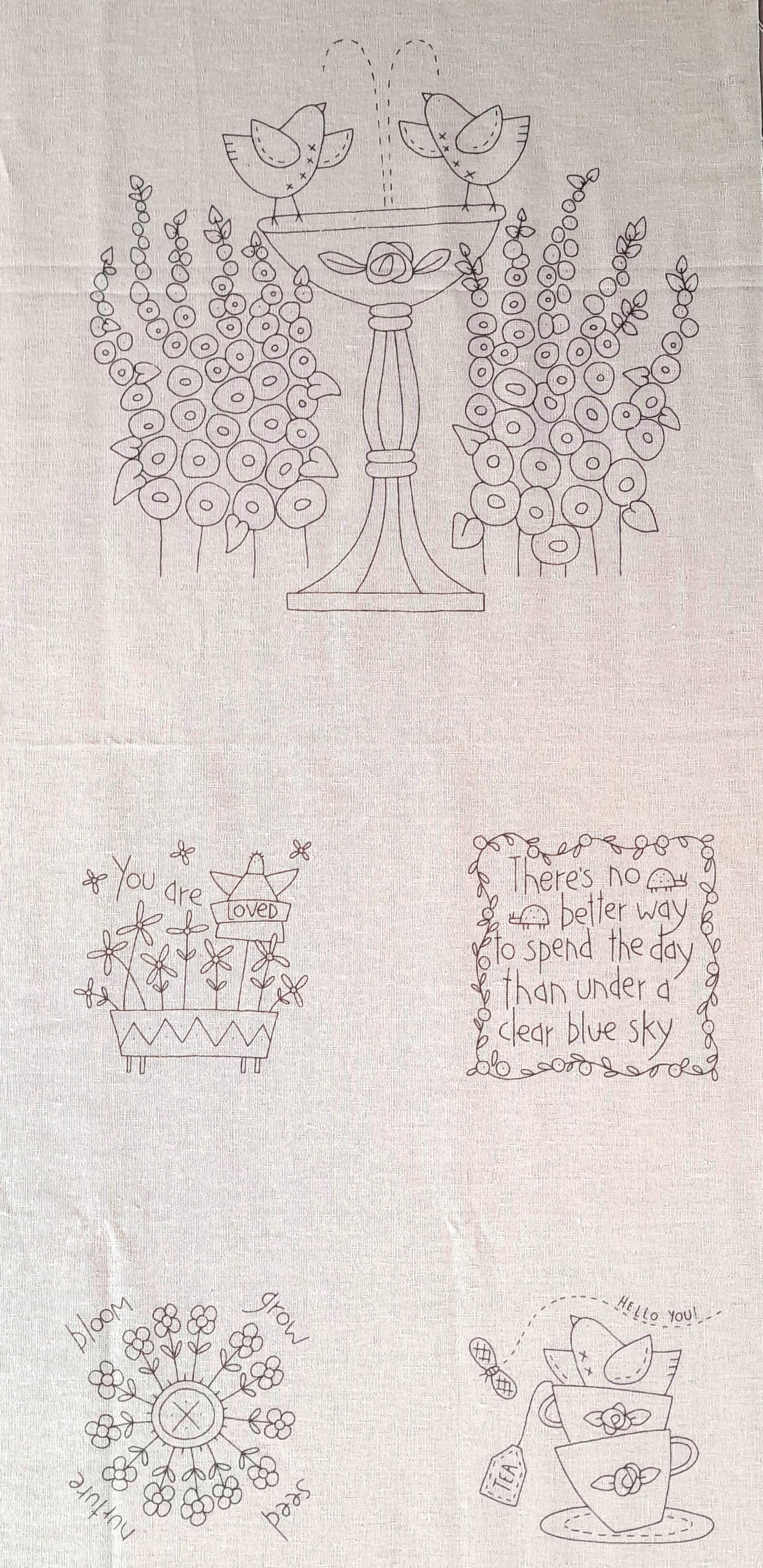 Blume and Grow preprinted stitchery embroidery panel Natalie Bird designs