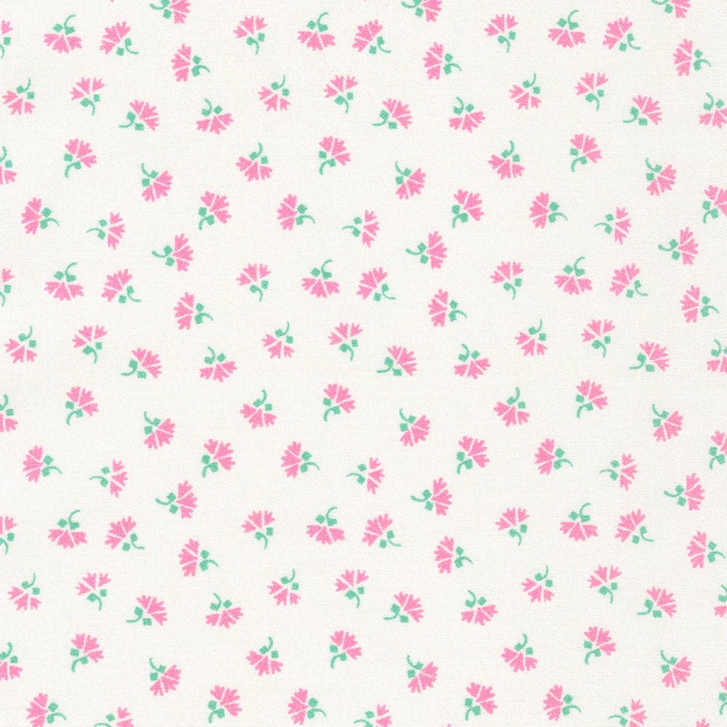 Little Blossoms bouquets pink white 1930's style floral Kaufman cotton quilt fabric