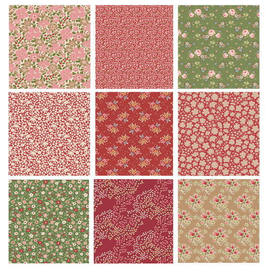 Tilda Creating Memories Winter red bundle 9 Fat Eighths cotton quilt fabric