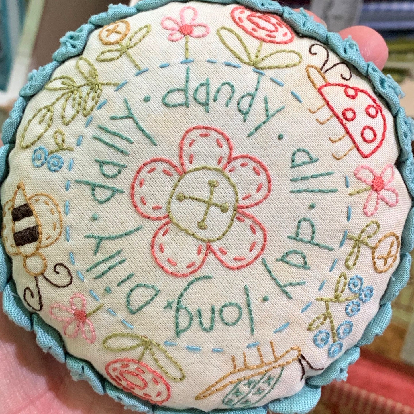 Dilly Dally pincushion - embroidery project Birdhouse pattern