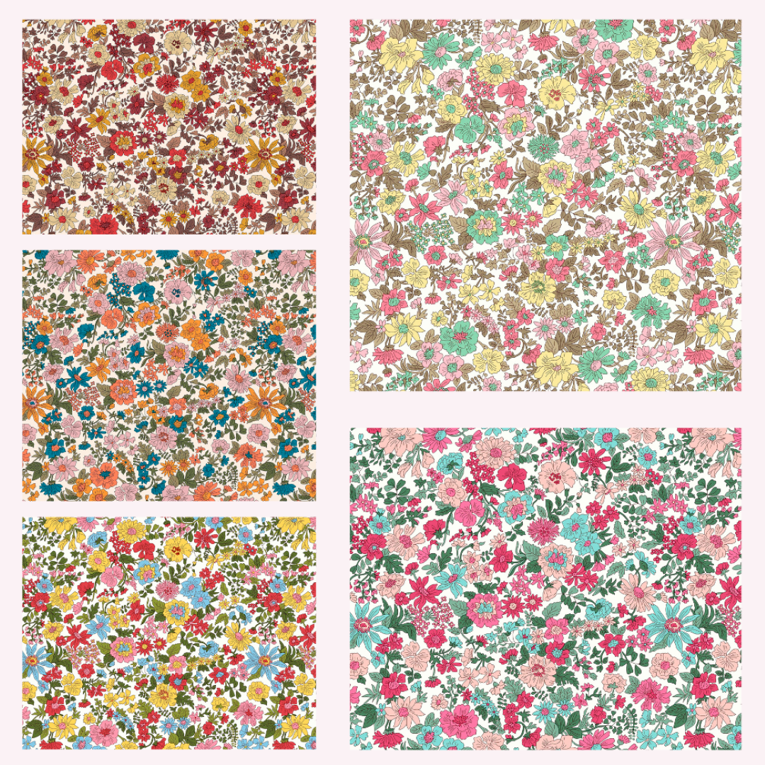 Emily Annabelle Liberty Lasenby 5 Fat Quarters 50cm x 55cm (20 x 22") cotton quilt fabric Pack A