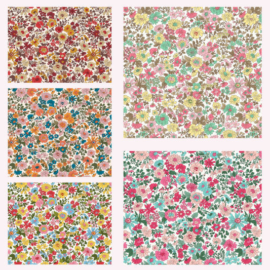 Emily Annabelle Liberty Lasenby 5 Fat Quarters 50cm x 55cm (20 x 22") cotton quilt fabric Pack A