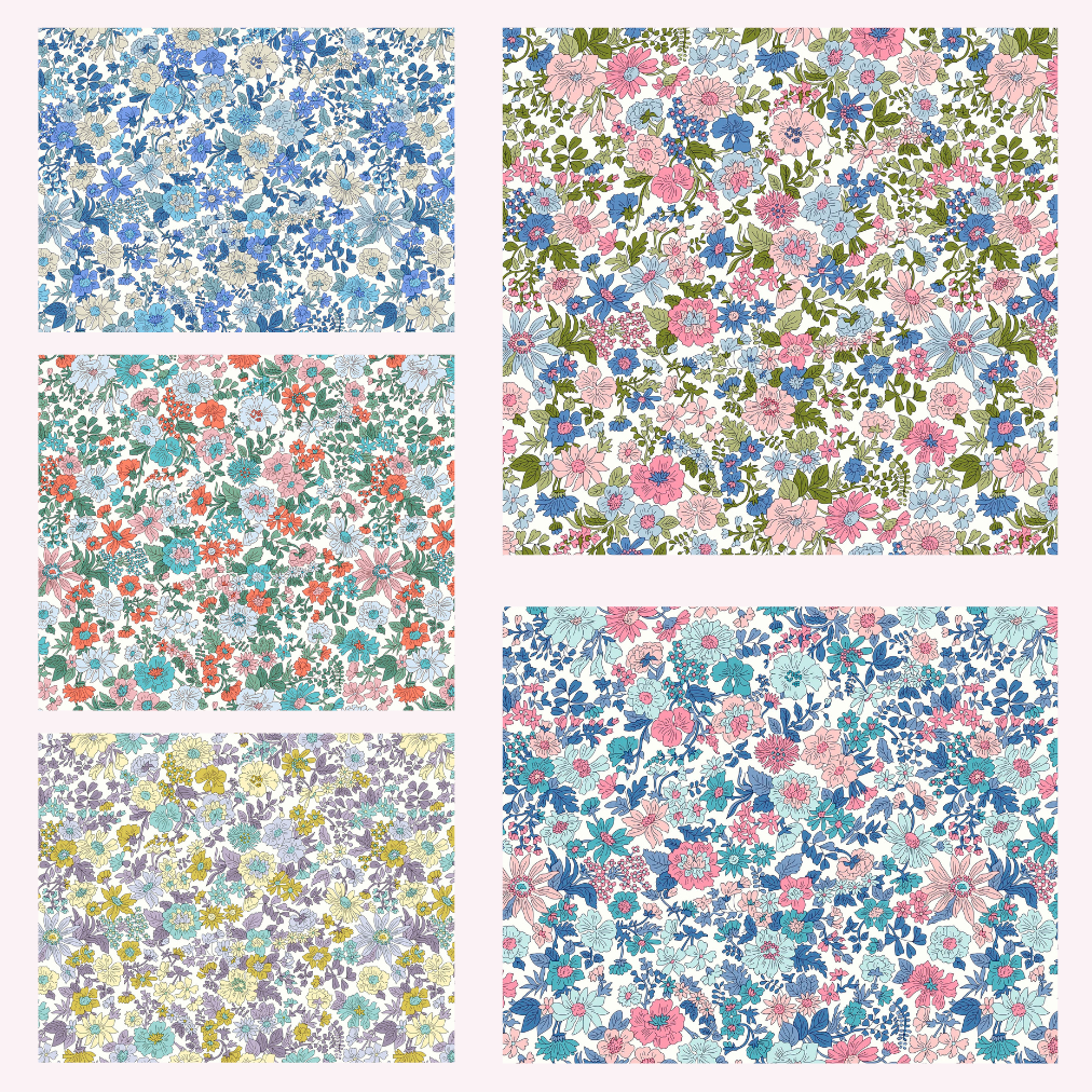 Emily Annabelle Liberty Lasenby 5 Fat Quarters 50cm x 55cm (20 x 22") cotton quilt fabric Pack B