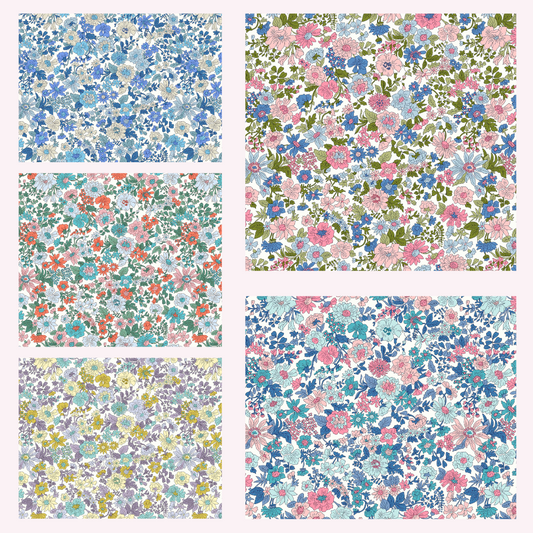 Emily Annabelle Liberty Lasenby 5 Fat Quarters 50cm x 55cm (20 x 22") cotton quilt fabric Pack B