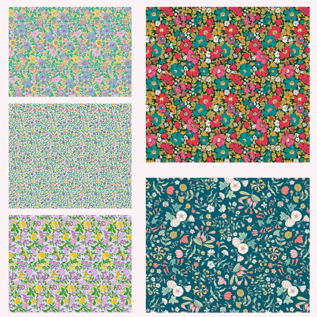 Everlasting Collection Liberty Lasenby 5 Fat Quarters 50cm x 55cm (20 x 22") cotton quilt fabric Pack B