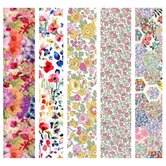 Liberty Tana lawn 5 Fat 16's, 10" x 13" - 25cm x 33cm cotton fabric Pack 5Q