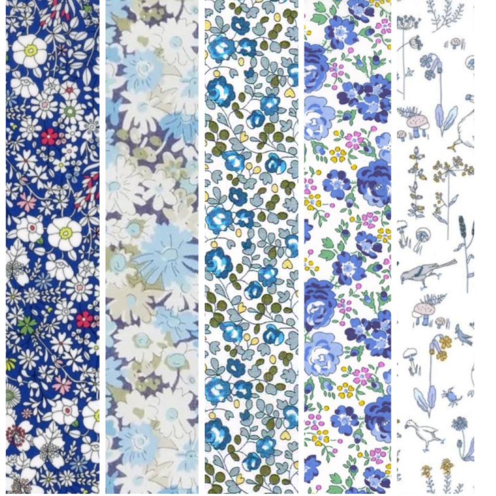 Liberty Tana lawn 5 Fat 16's, 10" x 13" - 25cm x 33cm cotton fabric Bundle B3