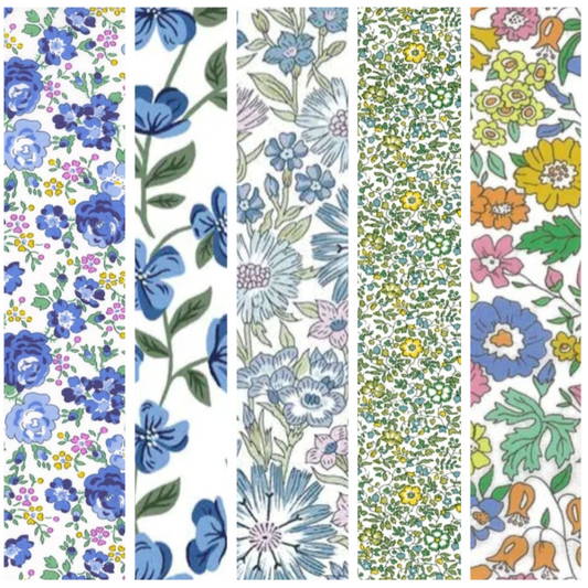 Liberty Tana lawn 5 Fat 16's, 10" x 13" - 25cm x 33cm cotton fabric Pack D4