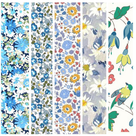 Liberty Tana lawn 5 Fat 16's, 10" x 13" - 25cm x 33cm cotton fabric Pack G4