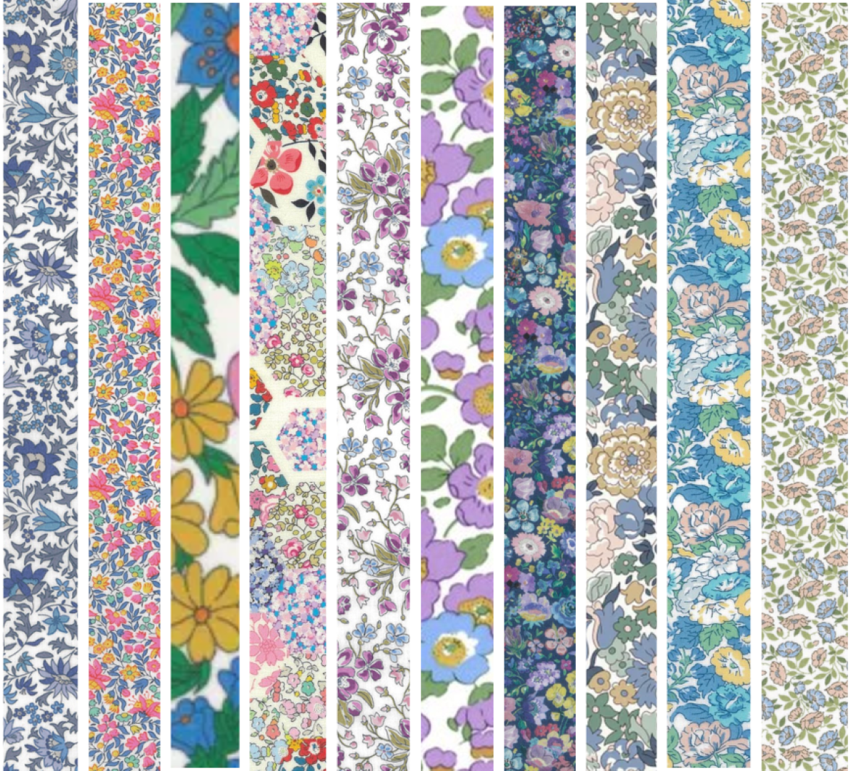 Liberty Tana lawn 10 Fat 32's, 6" x 10" - 15cm x 25cm cotton fabric Pack 5W