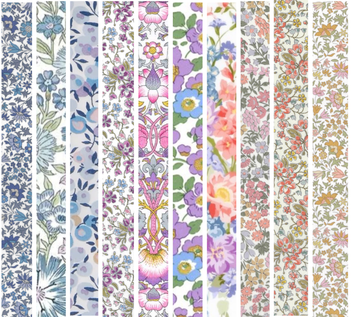 Liberty Tana lawn 10 Fat 32's, 6" x 10" - 15cm x 25cm cotton fabric Pack 6C