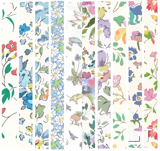Liberty Tana lawn 10 Fat 32's, 6" x 10" - 15cm x 25cm cotton fabric Pack J4