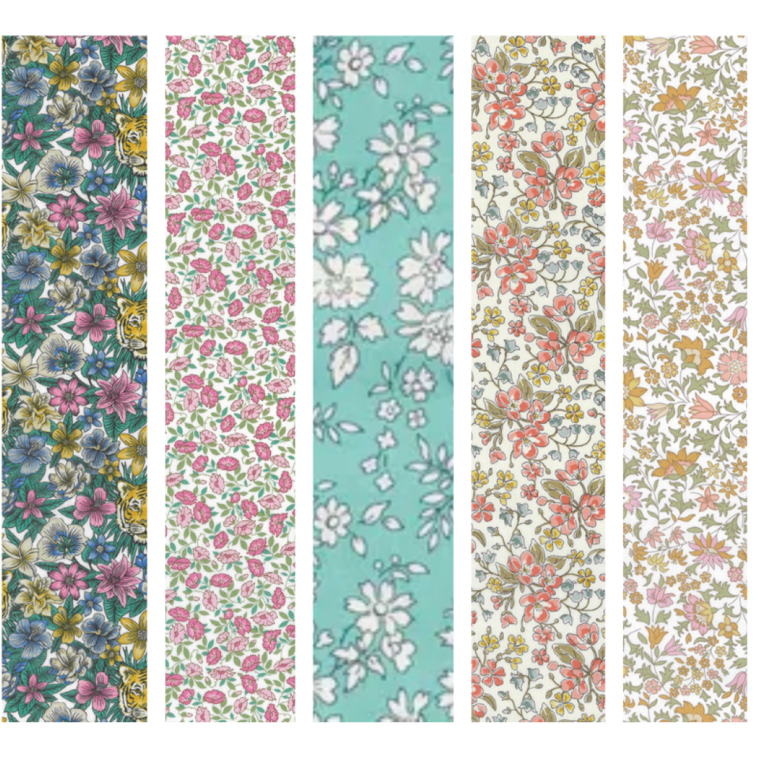 Liberty Tana lawn 5 Fat 16's, 10" x 13" - 25cm x 33cm cotton fabric Pack 6B