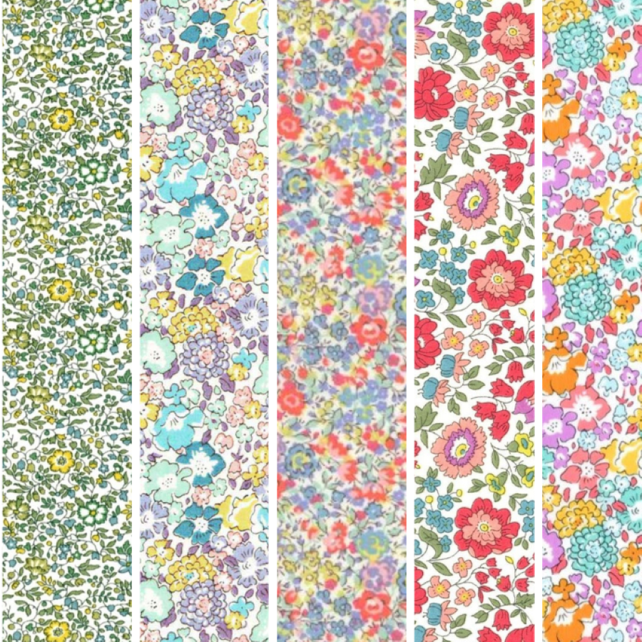 Liberty Tana lawn 5 Fat 16's, 10" x 13" - 25cm x 33cm cotton fabric Bundle A3