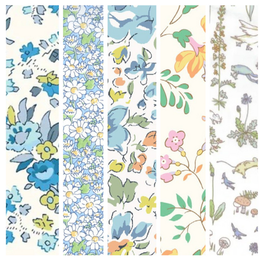 Liberty Tana lawn 5 Fat 16's, 10" x 13" - 25cm x 33cm cotton fabric Pack A4