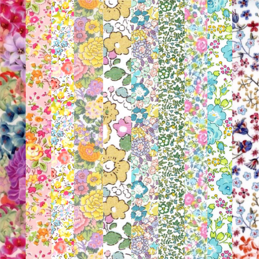 Liberty Tana lawn 10 Fat 32's, 6" x 10" - 15cm x 25cm cotton fabric Bundle U2