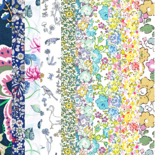 Liberty Tana lawn 10 Fat 32's, 6" x 10" - 15cm x 25cm cotton fabric Bundle X2