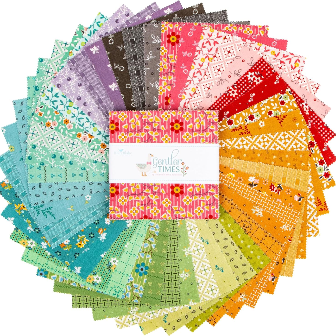 Gentler Times Lori Holt Riley Blake 42, 5" Squares precut cotton quilt fabric
