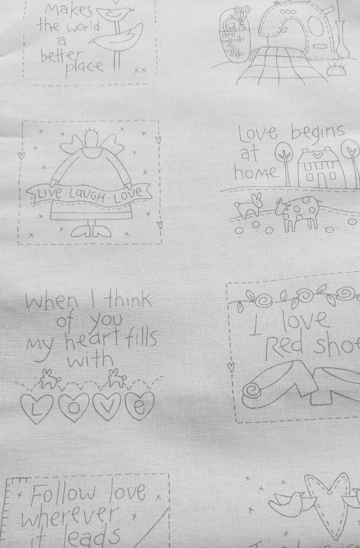 Handy Stitches 29 pre-printed stitcheries cotton linen fabric panel The Birdhouse designs