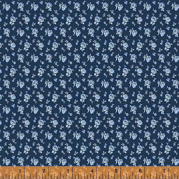 Harpersfield navy blue green yellow florals 4 Fat Quarters cotton quilt fabric Windham