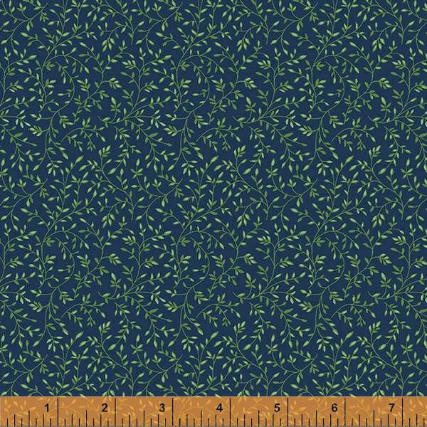 Harpersfield navy blue green yellow florals 4 Fat Quarters cotton quilt fabric Windham