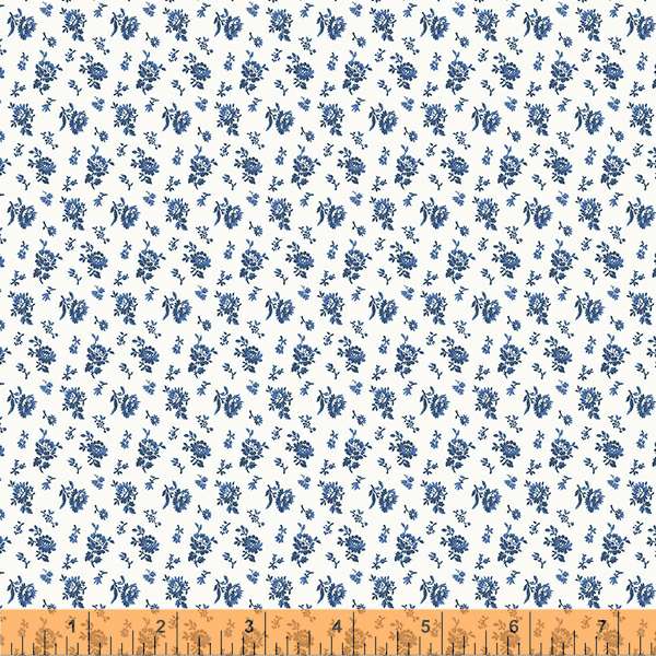 Harpersfield cornflower blue white green florals 4 Fat Eighths cotton quilt fabric Windham