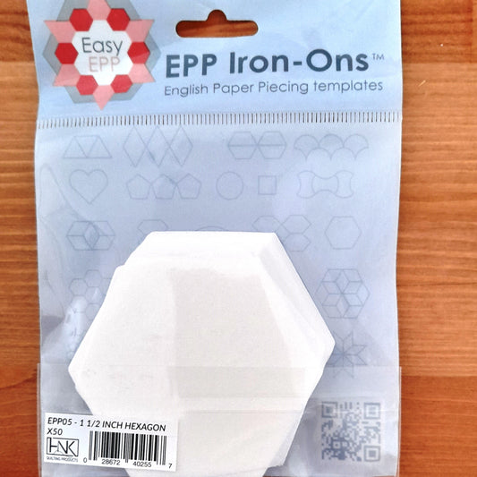 Hexagons 1 & 1/2", 50 fusible iron on papers for EPP English Paper Piecing Hugs n Kisses