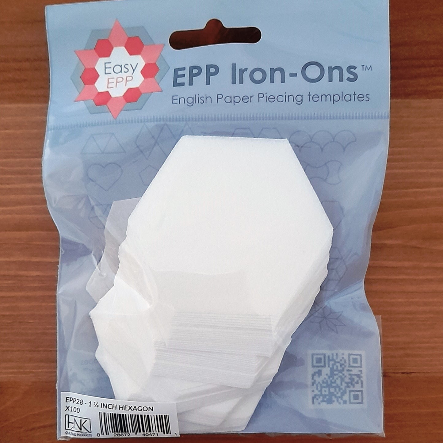 Hexagons 1 & 1/4", 100 fusible iron on papers for EPP English Paper Piecing Hugs n Kisses