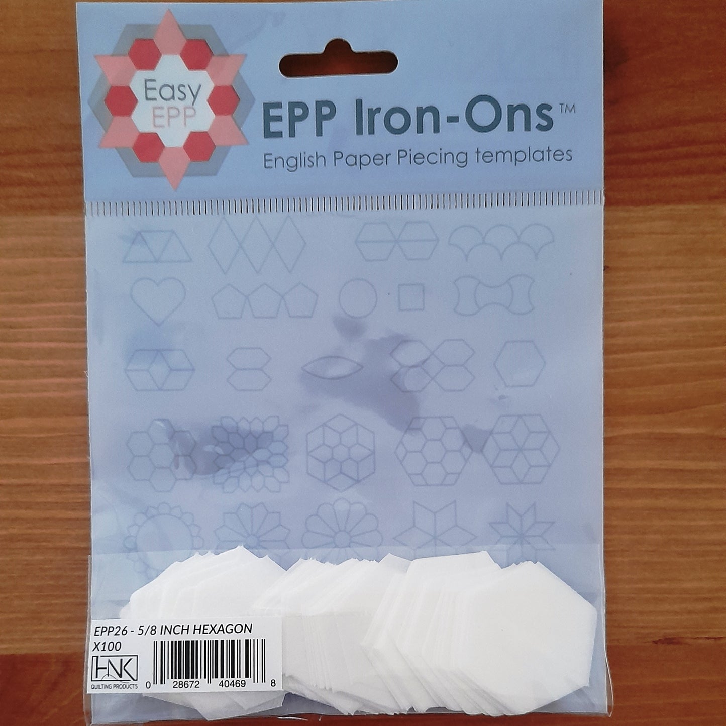 Hexagons 5/8", 100 fusible iron on papers for EPP English Paper Piecing Hugs n Kisses