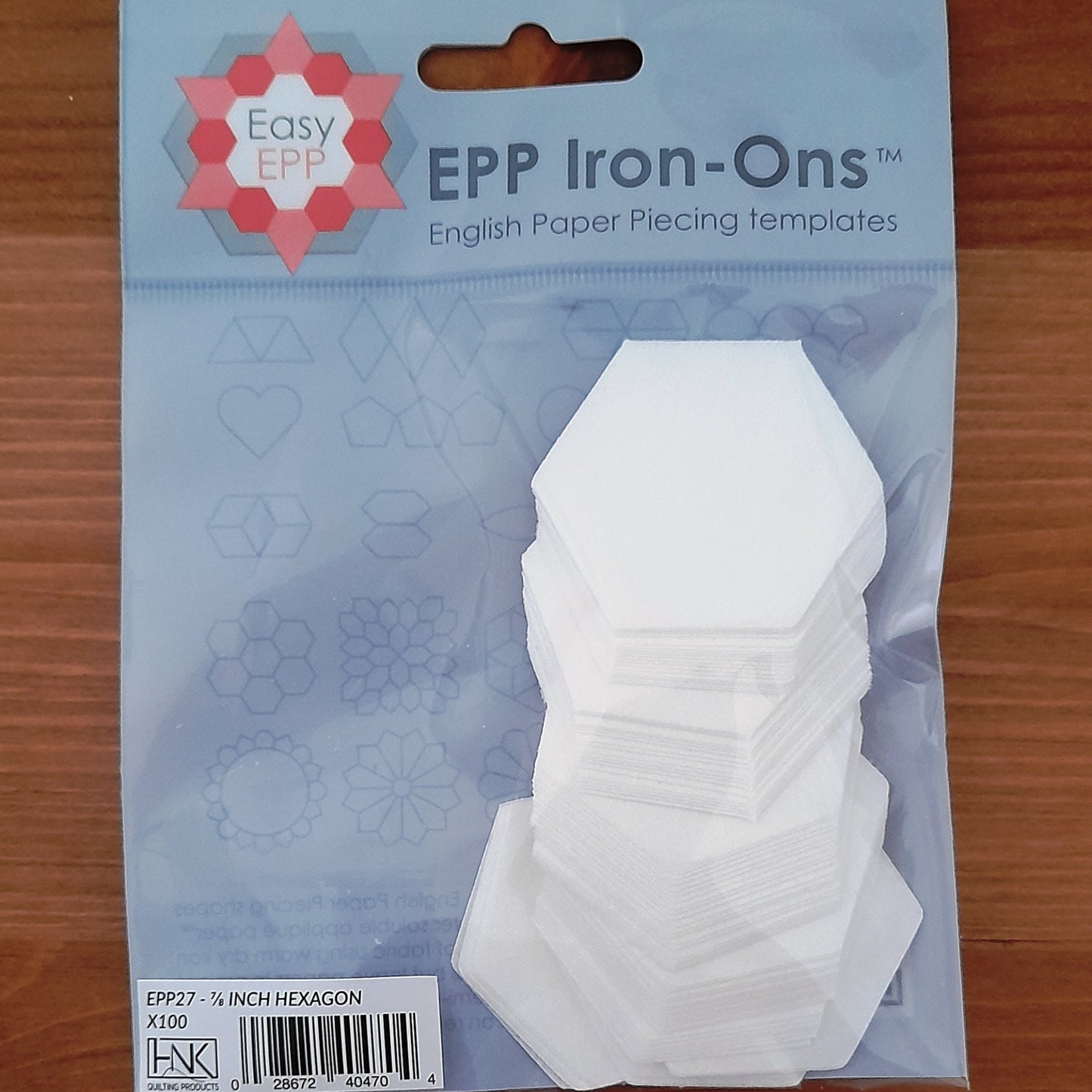 Hexagons 7/8", 100 fusible iron on papers for EPP English Paper Piecing Hugs n Kisses