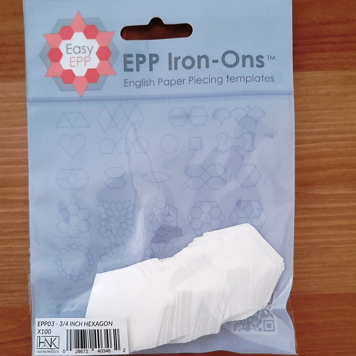 Hexagons 3/4", 100 fusible iron on papers for EPP English Paper Piecing Hugs n Kisses