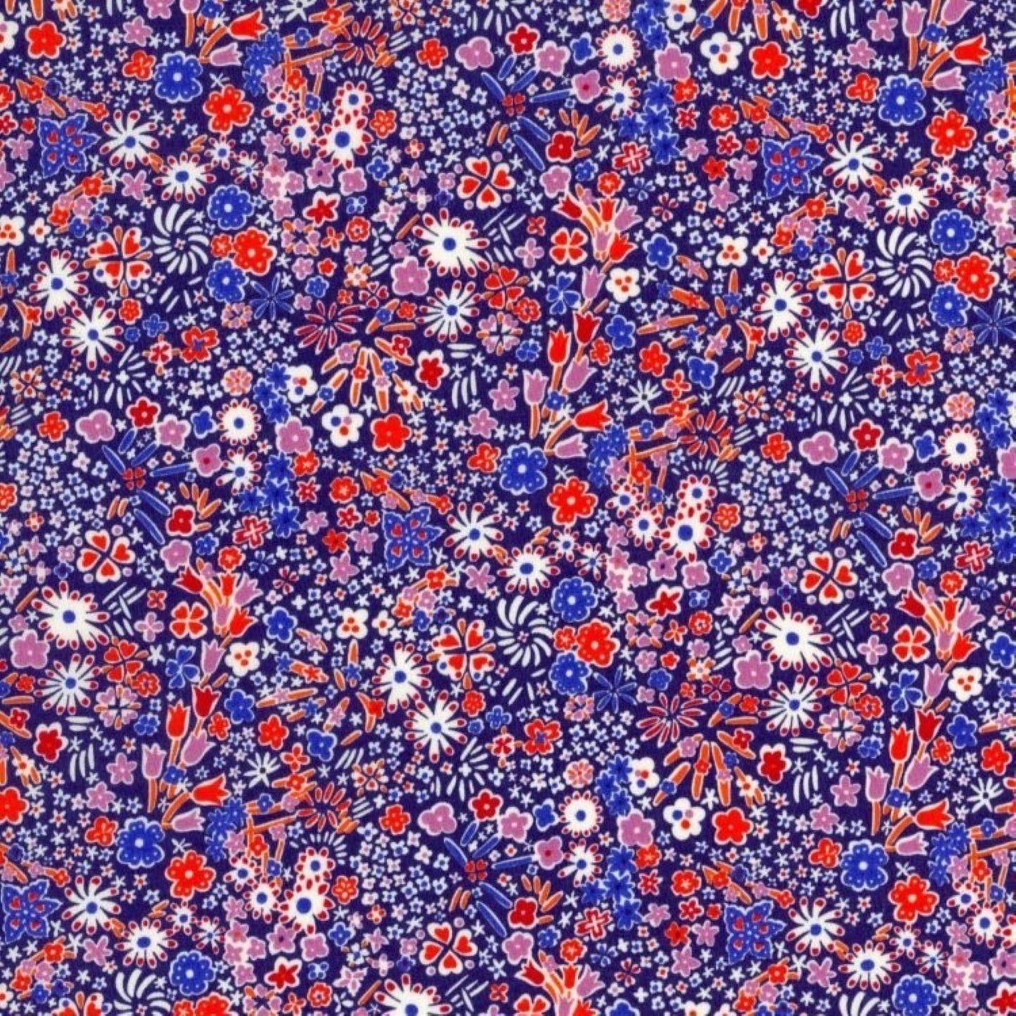 Liberty Tana Lawn Fat Eighth Kayoko X blue red floral cotton fabric