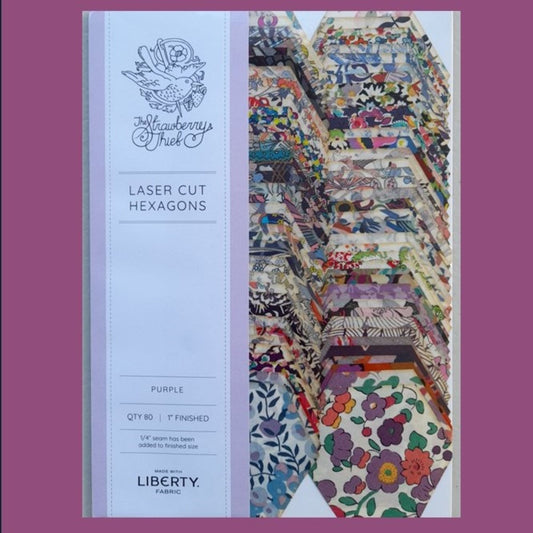 Liberty Tana lawn precut 1" finished hexagons purple cotton fabric