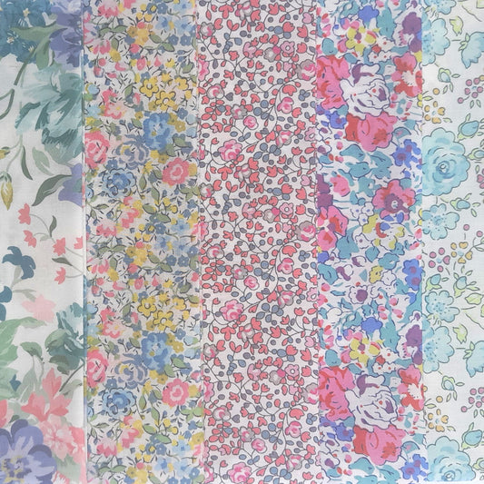 Liberty Tana lawn 5 Fat 16's, 10" x 13" - 25cm x 33cm cotton fabric Bundle R2