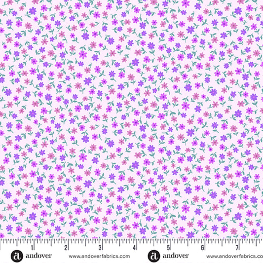 Country Cuttings Sweet Meadow pink lilac flowers floral cotton quilt fabric - remnant 30 x 110cm