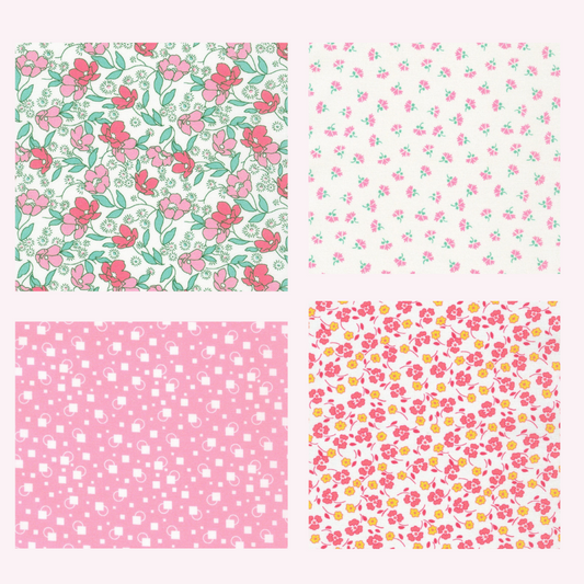 Little Blossoms Debbie Beaves 1930's reproduction bundle - 4 pink Fat Quarters Kaufman cotton quilt fabric